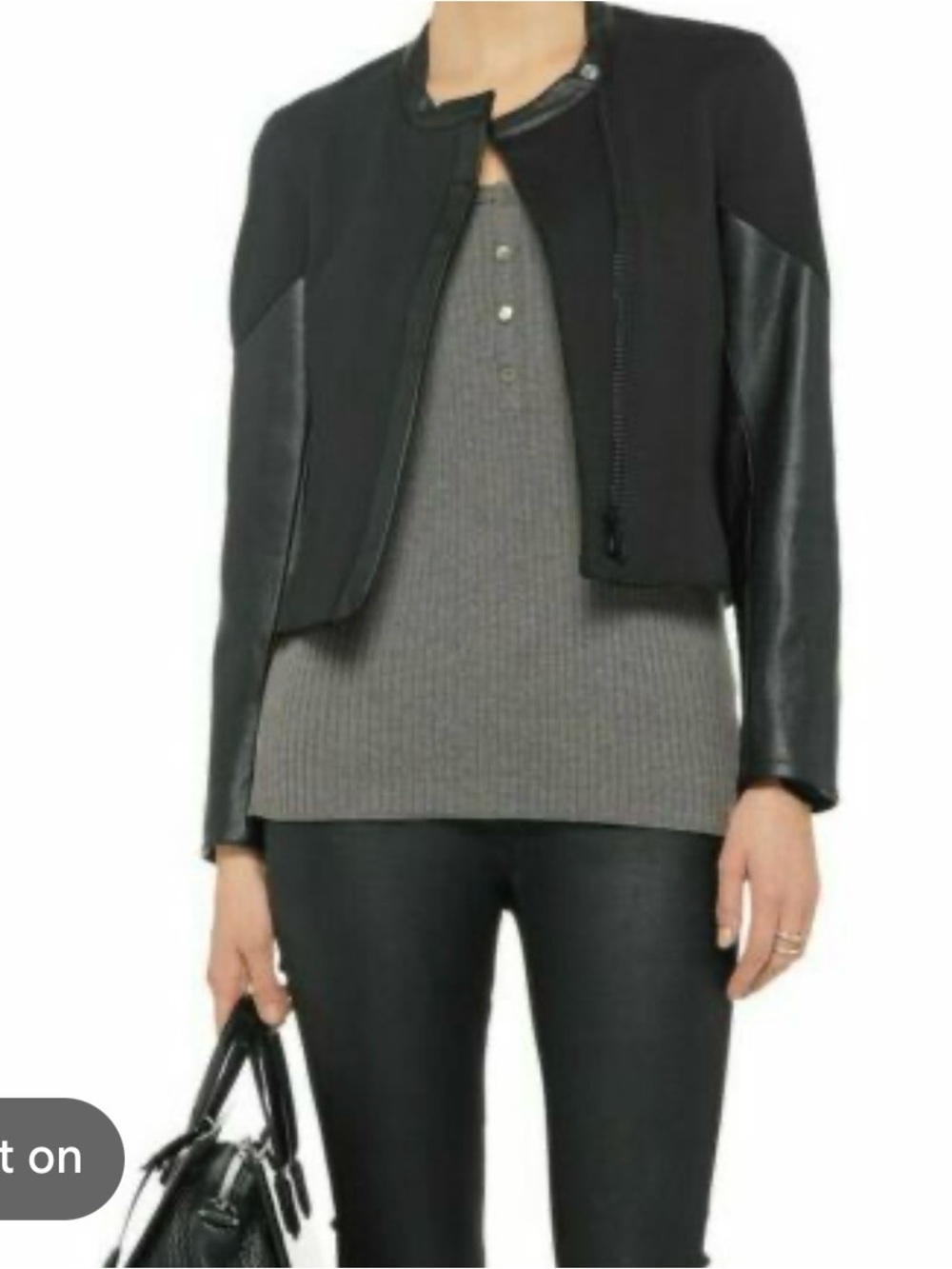 Helmut Lang Leather Arm Zip-Up Jacket